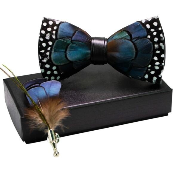 Other - Handmade Feather Pre-tied Bow tie 013
